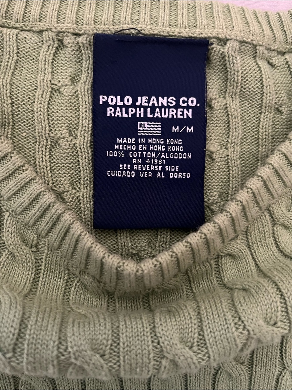 Polo Ralph Lauren Women's Cable Knit Crewneck Sweater - Green 100% cotton - Picture 4 of 5